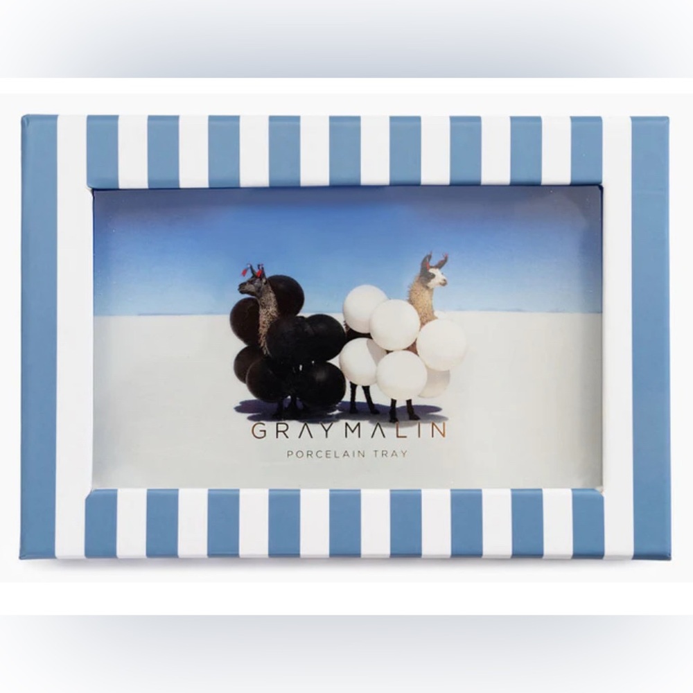 Gray Malin "The Llamas" Porcelain Tray, New in Gift Box, Gilded Edges